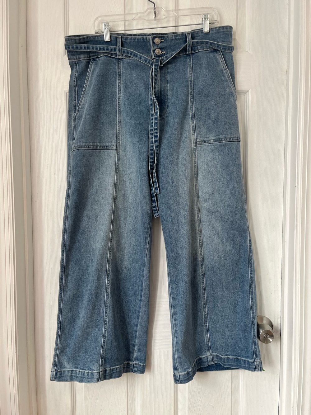 Hudson  Light Blue tie belt wide legs Denim Jean size 16